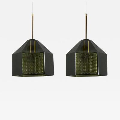 Carl Fagerlund Pair of Swedish Midcentury Pendants by Carl Fagerlund for Orrefors