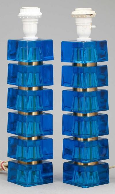 Carl Fagerlund Pair of Table Lamps by Carl Fagerlund for Orrefors