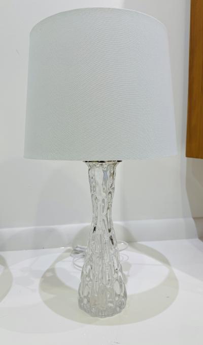 Carl Fagerlund Pair of1950s Swedish Crystal Orrefors Carl Fagerlund Mid Century Table Lamps