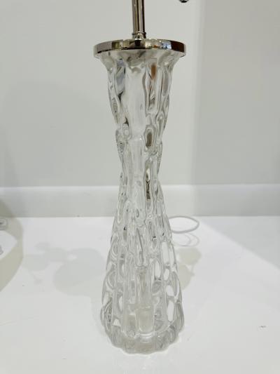 Carl Fagerlund Pair of1950s Swedish Crystal Orrefors Carl Fagerlund Mid Century Table Lamps