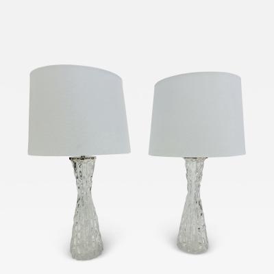 Carl Fagerlund Pair of1950s Swedish Crystal Orrefors Carl Fagerlund Mid Century Table Lamps