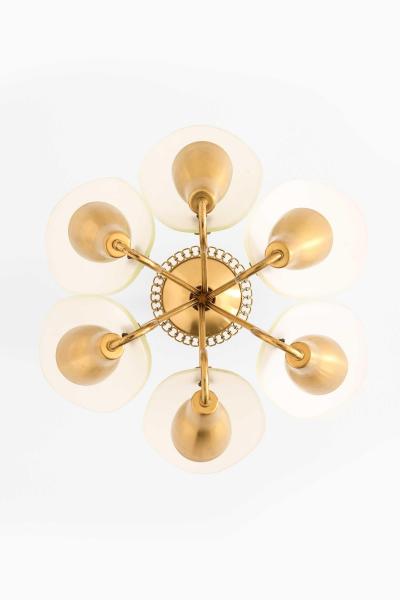 Carl Fagerlund Scandinavian Ceiling Lamp in Opaline Glass Brass by Carl Fagerlund 1950s