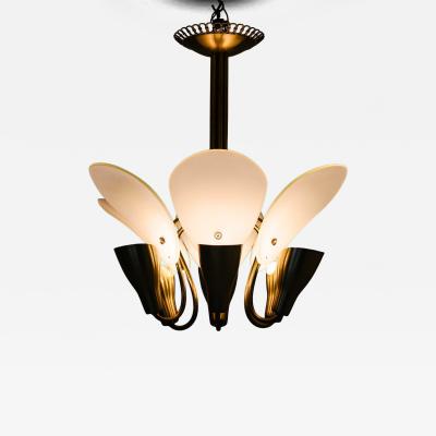 Carl Fagerlund Scandinavian Ceiling Lamp in Opaline Glass Brass by Carl Fagerlund 1950s