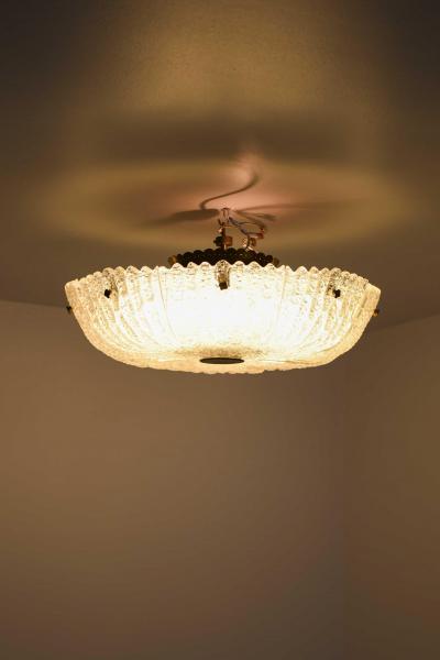 Carl Fagerlund Scandinavian Modern Ceiling Lamp in Brass and Glass by Carl Fagerlund 1960s