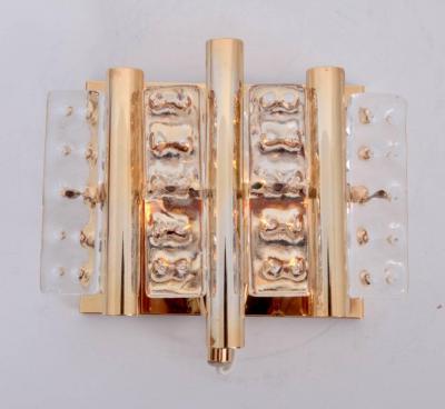 Carl Fagerlund Set of 12 Brass Carl Fagerlund Wall Lamps by Lyfa and Orrefors Glass