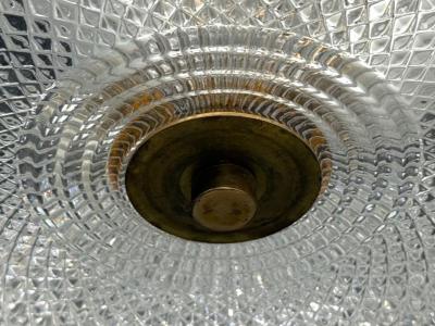 Carl Fagerlund Style Pendant Light Brass Textured Glass Sweden 1960s