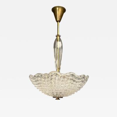 Carl Fagerlund Swedish Modern Textured Glass Chandelier Sweden 1940s