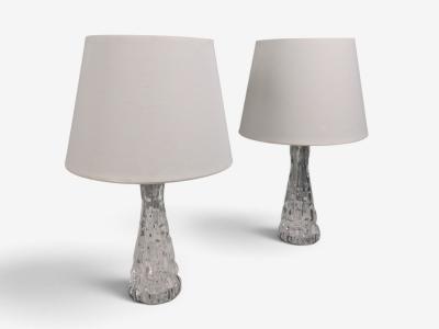 Carl Fagerlund Table Lamps Textured Glass Chrome Sweden 1960s