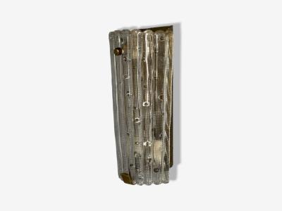 Carl Fagerlund Textured Glass Brass Large Wall Sconce Sweden 1940s