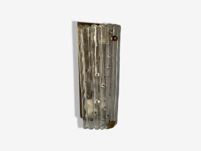 Carl Fagerlund Textured Glass Brass Large Wall Sconce Sweden 1940s