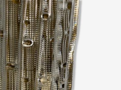 Carl Fagerlund Textured Glass Brass Large Wall Sconce Sweden 1940s