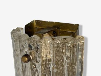 Carl Fagerlund Textured Glass Brass Large Wall Sconce Sweden 1940s