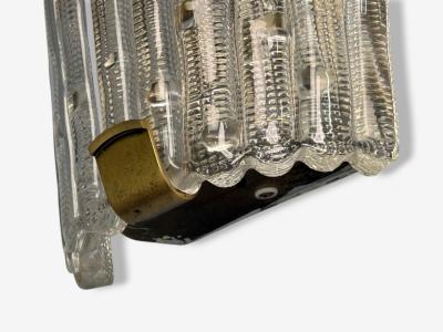 Carl Fagerlund Textured Glass Brass Large Wall Sconce Sweden 1940s