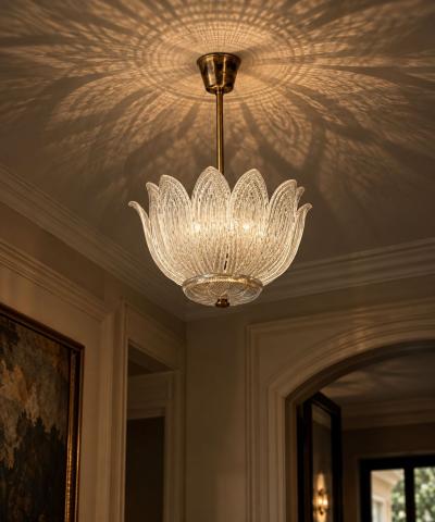 Carl Fagerlund Tulip Chandelier Molded Glass Brass Sweden 1960s