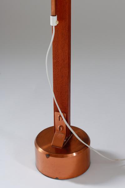 Carl Fagerlund Very Rare Floor Lamp by Orrefors in Teak Copper and Opaline Glass