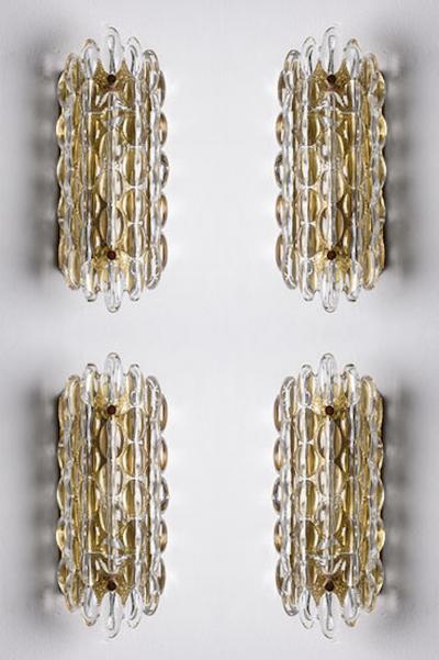Carl Fagerlund Wall Lights by Carl Fagerlund for Orrefors Sweden 1970s
