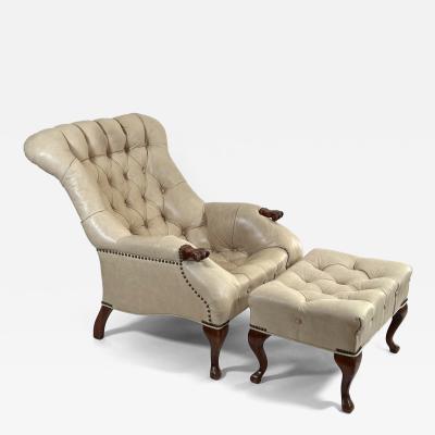 Carl Forslund Rip Van Lee or Sleepy Hollow Leather Chair and Ottoman 1960s
