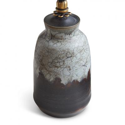Carl Halier Extraordinary Table Lamp in Contrasting Glazes by Carl Halier