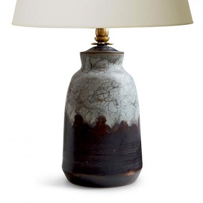 Carl Halier Extraordinary Table Lamp in Contrasting Glazes by Carl Halier