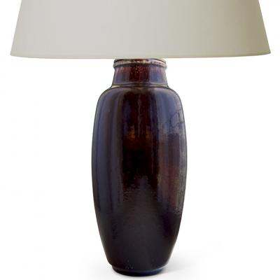 Carl Halier Stunning table lamp with deep oxblood glaze by Carl Halier