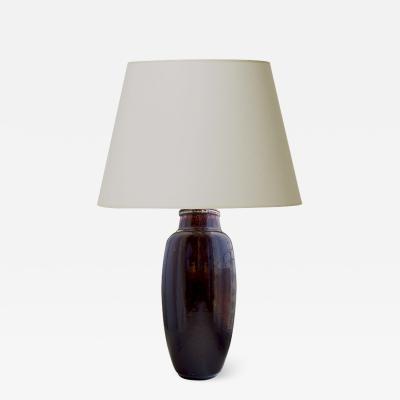 Carl Halier Stunning table lamp with deep oxblood glaze by Carl Halier