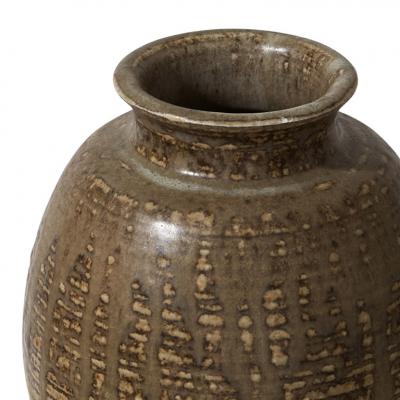 Carl Halier Vase with ridged texture and layered glazes by Carl Halier