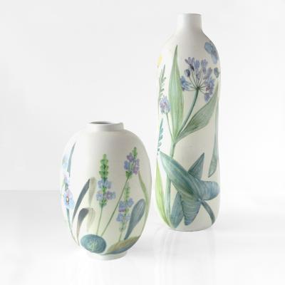 Carl Harry St lhane TWO CARL HARRY STALHANE FLORAL VASES FOR RORSTRAND SWEDEN 1940