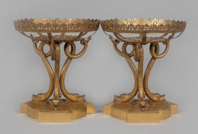 Carl Hiess Pair Carl Hiess Gilded Bronze Epergne Stands