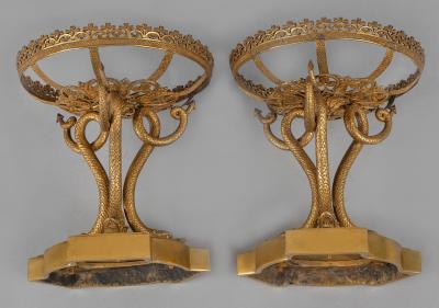 Carl Hiess Pair Carl Hiess Gilded Bronze Epergne Stands