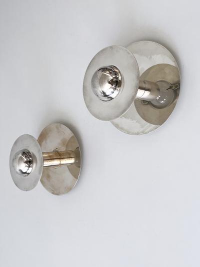 Carl J Jucker Set of Two Unique Silver Plated Brass Flush Mounts or Sconces Germany 1970s