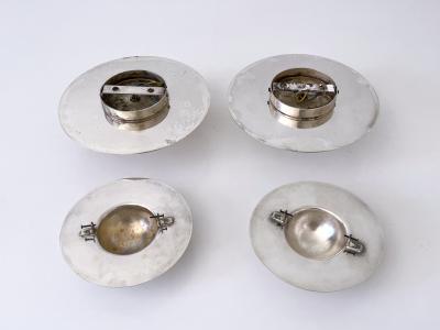 Carl J Jucker Set of Two Unique Silver Plated Brass Flush Mounts or Sconces Germany 1970s