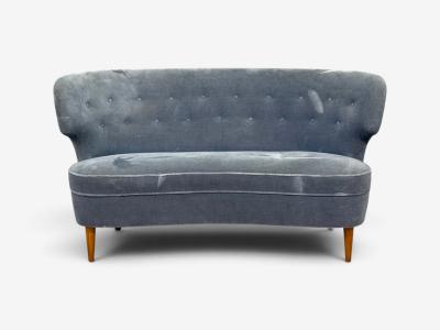 Carl Johan Boman Finnish Modern Settee Velvet Wood Finland 1950s