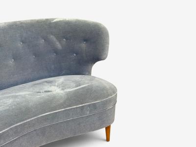 Carl Johan Boman Finnish Modern Settee Velvet Wood Finland 1950s