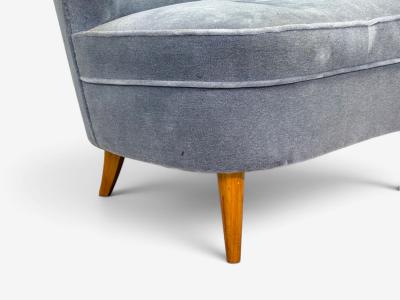 Carl Johan Boman Finnish Modern Settee Velvet Wood Finland 1950s