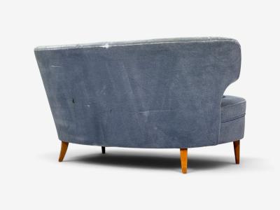 Carl Johan Boman Finnish Modern Settee Velvet Wood Finland 1950s