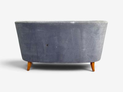 Carl Johan Boman Finnish Modern Settee Velvet Wood Finland 1950s