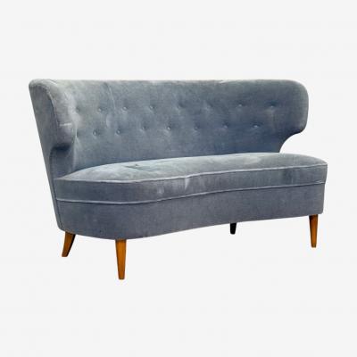 Carl Johan Boman Finnish Modern Settee Velvet Wood Finland 1950s