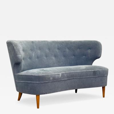 Carl Johan Boman Finnish Modern Settee Velvet Wood Finland 1950s