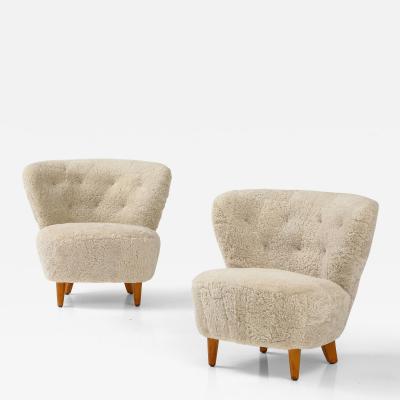 Carl Johan Boman Pair of Carl Johan Boman Club Chairs Finland circa 1940s