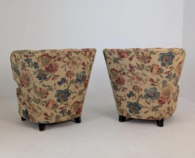 Carl Johan Boman Pair of Finnish Design Curved Lounge Chairs Carl Johan Boman Circa 1940s
