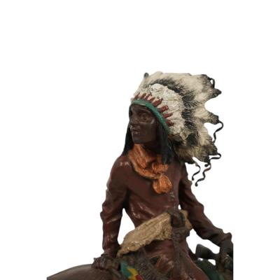 Carl Kauba Austrian Vienna Bronze Sculpture of Indian Warrior on Horseback