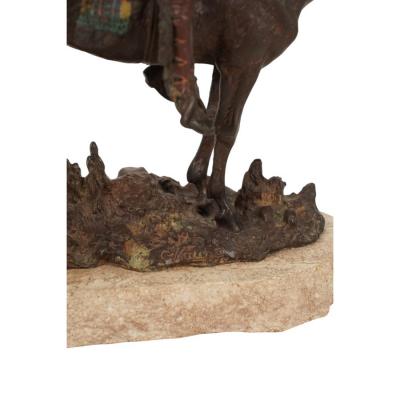 Carl Kauba Austrian Vienna Bronze Sculpture of Indian Warrior on Horseback