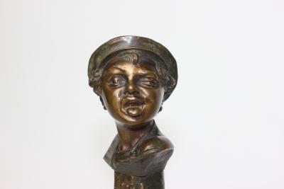Carl Kauba Bronze Sculpture Busts of Young Scamps Boys by Carl Kauba cr 1890 Austria