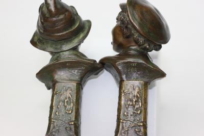 Carl Kauba Bronze Sculpture Busts of Young Scamps Boys by Carl Kauba cr 1890 Austria