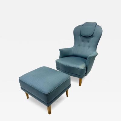 Carl Malmsten 1950s Carl Malmsten Lounge Chair and Ottoman