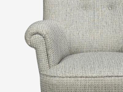 Carl Malmsten Carl Malmsten Lounge Chairs Grey Fabric Wood Sweden 1950s
