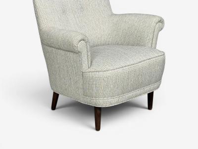 Carl Malmsten Carl Malmsten Lounge Chairs Grey Fabric Wood Sweden 1950s