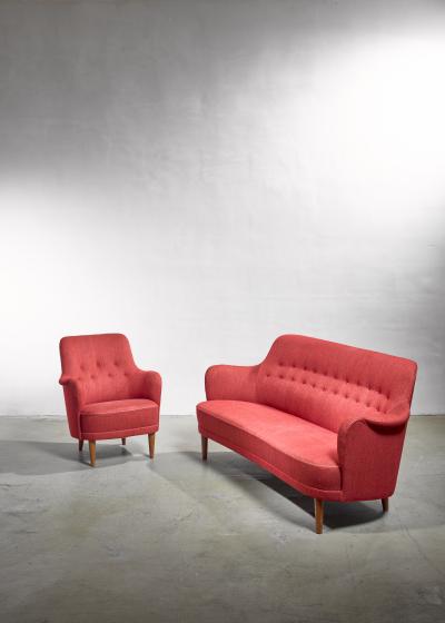 Carl Malmsten Carl Malmsten Model Samsas Sofa and Chair