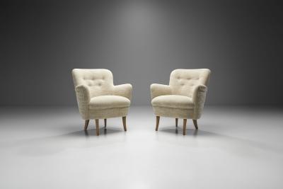 Carl Malmsten Carl Malmsten Upholstered Armchairs for O H Sj gren Sweden 1960s