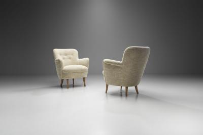Carl Malmsten Carl Malmsten Upholstered Armchairs for O H Sj gren Sweden 1960s